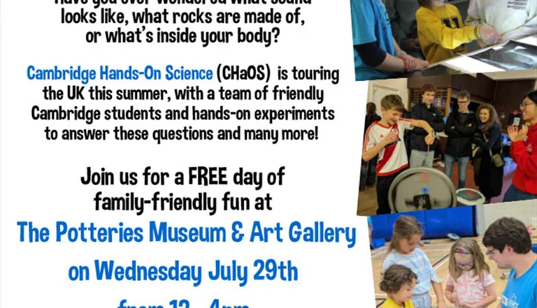 Free Cambridge Hands-On Science day in Stoke on July 29
