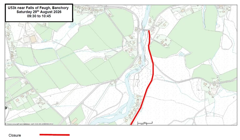 explorr in Banchory: weekend road closures by time