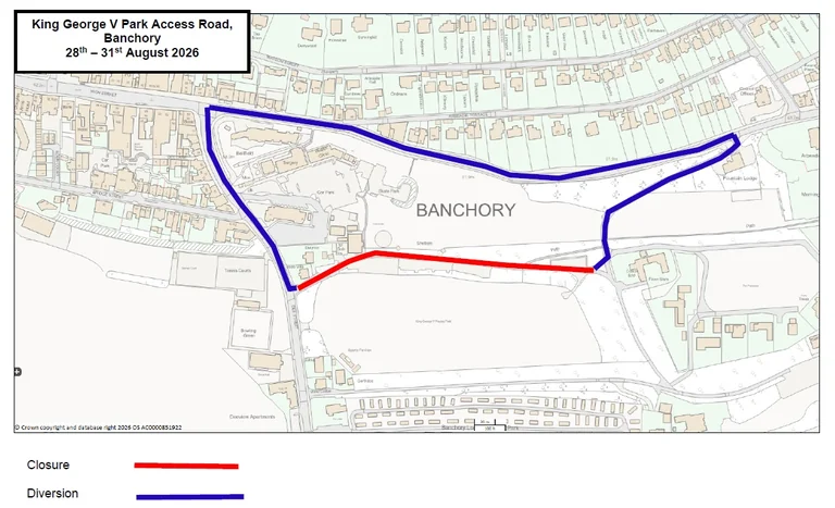 explorr in Banchory: weekend road closures by time